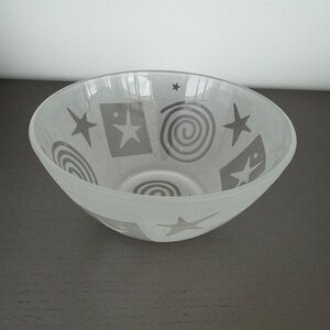 Frosted Glass Bowl with Star and Swirl Design, for Decor or Candy Dish